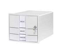 HAN 1018-12 Boîte à tiroirs IMPULS - A4/C4, 3 tiroirs fermés, insert + serrure inclus, blanc