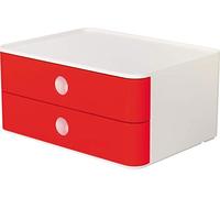 HAN SMART-BOX ALLISON - boîte de rangement design compacte avec 2 tiroirs, ultra brillante et de qualité supérieure, rouge cerise, 1120-17
