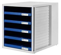 HAN 1401-14 Module de rangement en polystyrène 5 tiroirs ouverts pour documents C4 275 x 320 x 330 mm (Gris clair/bleu) (Import Allemagne)