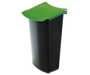 HAN 1843-05, insert à déchets MONDO avec couvercle, élégant et pratique. Pour une parfaite séparation des déchets, 3 litres, noir/vert