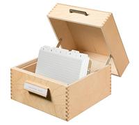 HAN 505, boîte à fiches en bois DIN A5 horiz., 900 fiches, fond métallique et séparateur métallique, bois naturel