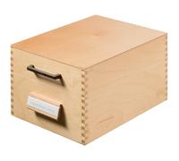 HAN 506, Wooden card filing box A6 landscape, for 900 cards, metal base/support