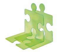 HAN 9212-60, serre-livres/CD PUZZLE, élégant, innovant et très stable. Emboîtable. Lot de 2 unités, vert translucide