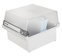 HAN 965-S-631, boîte à fiches Collection spéciale A5 horiz., design innovant et attrayant, pour 800 fiches, avec serrure, couvercle amovible et étiquette d'indexation grand format, gris clair translucide