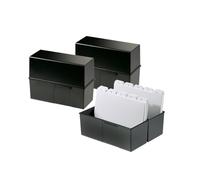 HAN 975-13 Lot de 2 boîtes à intercalaires format A5 transversal pour 500 cartes avec charnières en acier Noir