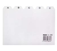 HAN 986, index alphabétique A - Z, DIN A6 horizontal, bloc de 25 intercalaires pour boîtes et bacs à fiches, gris