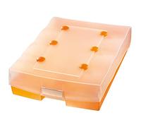HAN 9987-613, boîte d'archivage CROCO-DUO pour 2.200 fiches DIN A8 horizontal avec index alphabétique A-Z et 8 séparateurs, orange translucide
