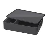 HAN Allison 1110-191 Boîte à ustensiles avec coque intérieure et couvercle/plateau de service, empilable, pour bureau, salle de bain, cuisine, pieds en caoutchouc qui protègent les meubles - Gris