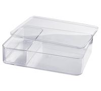 HAN Allison 1110-23 Boîte à ustensiles avec coque intérieure et couvercle/plateau de service, empilable, pour bureau, salle de bain, cuisine, pieds en caoutchouc respectueux des meubles, transparente