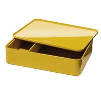 HAN Allison 1110-45 Boîte à ustensiles avec coque intérieure et couvercle/plateau de service, empilable, pour bureau, salle de bain, cuisine, pieds en caoutchouc respectueux des meubles Jaune