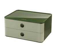 HAN Allison SMART-BOX 1120-41 Boîte à tiroirs avec 2 tiroirs et cloison de séparation, gestion des câbles, empilable, boîte à ustensiles pour bureau, cuisine, pieds en caoutchouc protégeant les