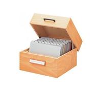 HAN 1005, boîte à fiches en bois DIN A5 horiz., pour 1.500 fiches, fond métallique/séparateur, bois naturel
