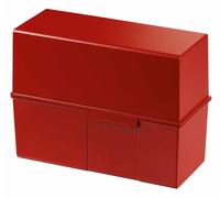 HAN Boîte à fiches DIN A5 transversale plastique rouge pour 450 cartes non équipées