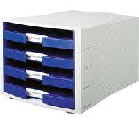 HAN Box à tiroirs IMPULS 4 tiroirs ouverts Boîtier : gris clair / bleu