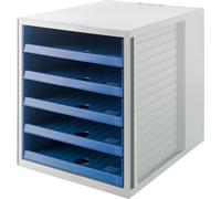 HAN Box à tiroirs KARMA 5 tiroirs ouverts Boîtier : gris / bleu