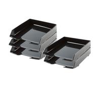 HAN Corbeille courrier WAVE EXCLUSIV - 5 PC, puriste, stylée, élégante et haute brillance. Goût exclusif pour le bureau, noir, 1028-13