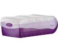 HAN CROCO 998-673 Boîte à fiches translucide, lilas nombre maximum de cartes: 500 cartes A8 horizontal avec 100 cartes lignées