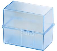 HAN DIN A8 979-64 Boîte à fiches translucide, bleu nombre maximum de cartes: 200 cartes A8 horizontal avec 100 cartes lignées