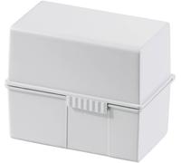 HAN HAN 12,1 x 10,1 x 7,4 cm (B x H x T) DIN 977-11 Boîte à fiches gris clair nombre maximum de cartes: 300 cartes A7 horizontal charnière en acier, couvercle