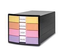 HAN Impuls 2.0 1012-139 Boîte de rangement à tiroirs avec 4 tiroirs fermés pour format A4/C4 avec étiquettes d'étiquetage, verrouillage de tirette, pieds en caoutchouc protégeant les meubles, qualité