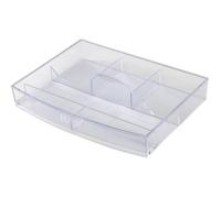 HAN Insert de tiroir transparent 6 compartiments avec poignée, empilable, blanc