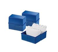 HAN Lot de 3 boîtes à fiches format A6 - Design innovant et attrayant pour 400 cartes avec charnières en acier bleu 976-14