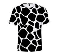 HAN MAN XIU Cow Pattern 3D Print T-Shirt Summer Men Women Casual Loose Loose Top col Rond Manches Courtes