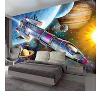 HAN MAN XIU Fresque autoadhésive en PVC papier peint 3D du salon dessin animé Univers spatial revêtement mural de la chambre décoration murale