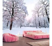 HAN MAN XIU Fresque autoadhésive en PVC papier peint 3D du salon neige paysage forestier revêtement de mur nature décoration murale de chambre