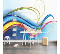 HAN MAN XIU Fresque autoadhésive en PVC papier peint 3D du salon revêtement créatif en lignes colorées décoration murale de la chambre
