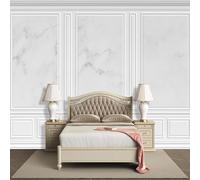 HAN MAN XIU Fresque autocollante en PVC papier peint 3D du salon, marbre blanc en plâtre recouvert de mur de chambre, décoration murale