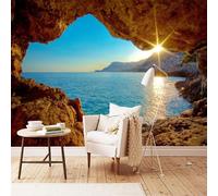 HAN MAN XIU Fresque en PVC autocollant papier peint 3D paysage en bord de mer en trois dimensions, peinture murale de grotte corailienne, salon et chambre, décoration murale