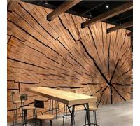 HAN MAN XIU Fresques autocollantes en PVC Fond de papier peint 3D Créatif Vintage Bois Décor intérieur Autocollants d’art mural Chambre Salon Peintures murales