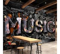 HAN MAN XIU Fresques autocollantes en PVC Wallpapers 3D Musique nostalgique vintage Style mécanique Décor intérieur Autocollants d’art mural Chambre Salon Peintures murales