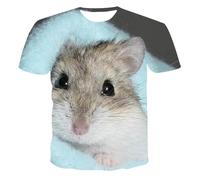 HAN MAN XIU Mignon Motif Animal Hamster imprimé en 3D T-Shirt Hommes Femmes Hauts à Manches Courtes décontractés et Amples