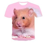 HAN MAN XIU Mignon Motif Animal Hamster imprimé en 3D T-Shirt Hommes Femmes Hauts à Manches Courtes décontractés et Amples