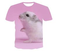 HAN MAN XIU Mignon Motif Animal Hamster imprimé en 3D T-Shirt Hommes Femmes Hauts à Manches Courtes décontractés et Amples