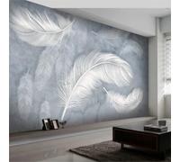 HAN MAN XIU Mural 3D papier peint créatif en plume abstraite intérieur art mural autocollant autocollant salon salon tissu de soie