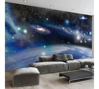 HAN MAN XIU Mural 3D Wallpaper Magnifique planète Galaxie Décor intérieur d’art mural autocollant salon salon Peinture murale en tissu en soie
