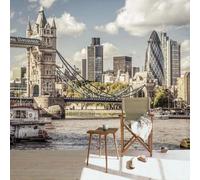 HAN MAN XIU Murale 3D papier peint Pont vintage Scène urbaine intérieur Arrière-plan mural autocollant autocollant salon salon Peinture murale en tissu de soie