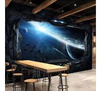 HAN MAN XIU Murale 3D papier peint spatial Intérieur du vaisseau spatial art mural autocollant de chambre salon Peinture murale en tissu de soie