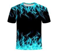 HAN MAN XIU Nouvelle Flamme d'été T-Shirt imprimé en 3D Sweatshirt Hommes et Femmes Manches Courtes décontractées à col Rond