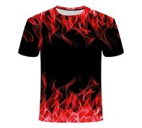 HAN MAN XIU Nouvelle Flamme d'été T-Shirt imprimé en 3D Sweatshirt Hommes et Femmes Manches Courtes décontractées à col Rond