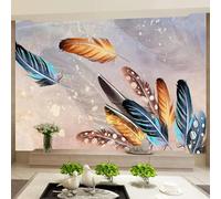 HAN MAN XIU Papier peint 3D autocollant, fresque murale abstraite et colorée à l'huile représentant des plumes, fond de canapé pour salon, décoration intérieure.