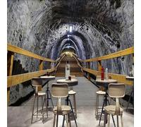 HAN MAN XIU Papier peint mural autocollant en PVC art mural 3D style industriel vintage ciment grotte pour salon, canapé et chambre à coucher, décoration intérieure