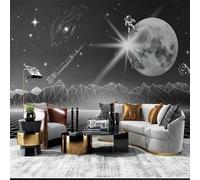 HAN MAN XIU Papier peint mural autocollant en PVC décor mural 3D représentant un ciel étoilé et la lune pour salon, canapé et chambre à coucher