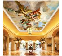 HAN MAN XIU Plafond autocollant en PVC papier peint 3D Fresques vintage d’anges Salon Chambre Plafond décoratif