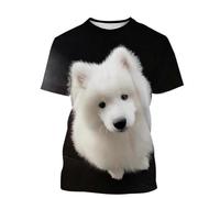 HAN MAN XIU Samoan Dog 3D Printed T-Shirt Boys Girls Casual Loose Round Neck Short Sleeve Top Clothing