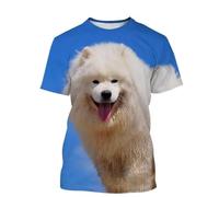 HAN MAN XIU Samoan Dog 3D Printed T-Shirt Boys Girls Casual Loose Round Neck Short Sleeve Top Clothing