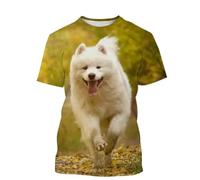 HAN MAN XIU Samoyed Pet Dog 3D Printed T-Shirt Boys Girls Casual Loose Round Neck Short Sleeve Top Clothing
